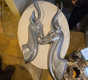 Rare Pair of Aluminum Pendergrast Gazelle Impala Antelope Wall Sculptures